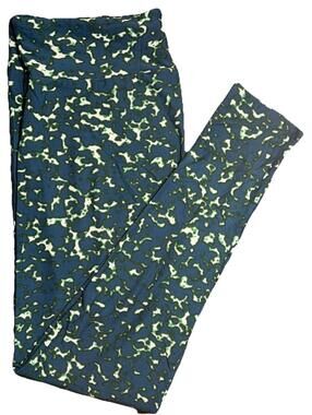 NWT LuLaRoe Mottled Batik Dye Pattern in Teal & Green Leggings Size TC (W 12-18)